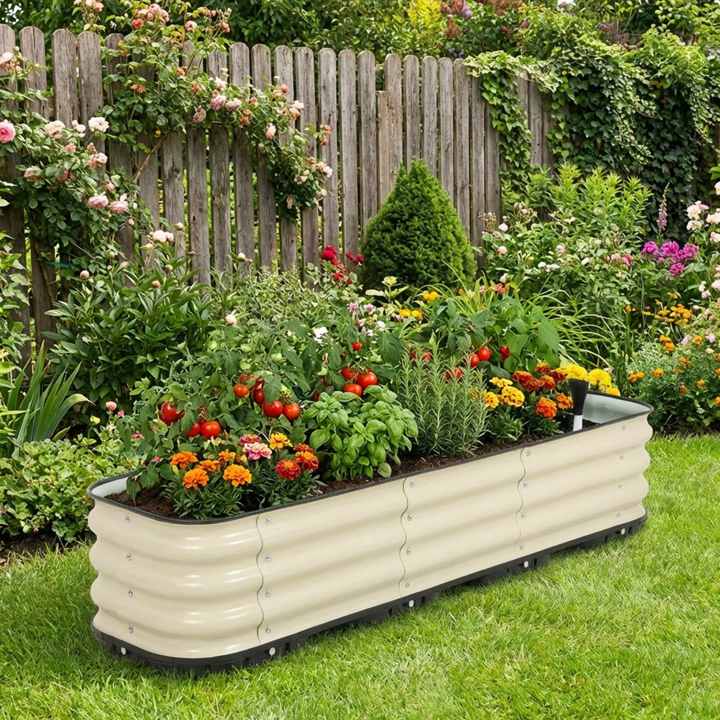 11" Tall Galvanized Raised Garden Bed, Self-Watering Planter Box - 63"x16.5"