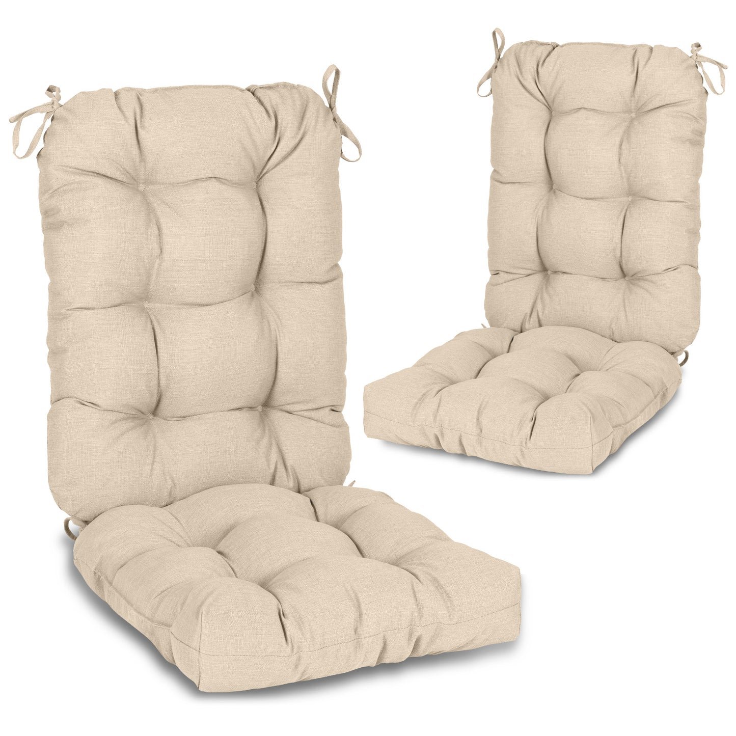 Tufted Outdoor High Back Chair Cushions Patio Replacement Cushion, Khaki