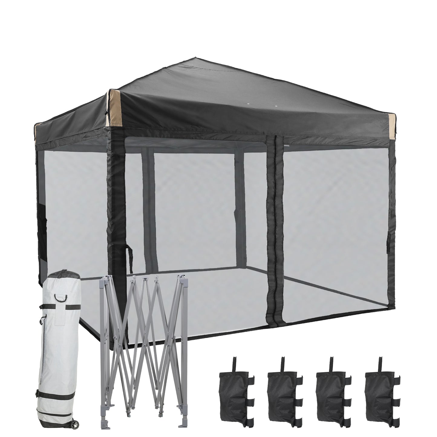 10x10/12x12 ft. Pop Up Canopy Tent with Removable Mesh Sidewalls