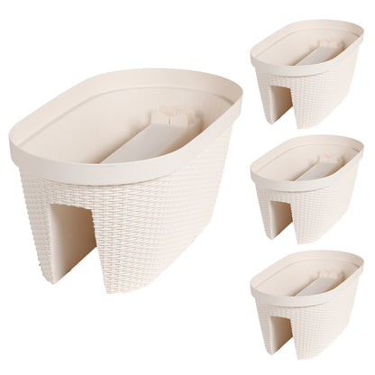 Aoodor Balcony Rattan Pattern Railing Planter Box with Drainage Holes and Adjustable Brackets White