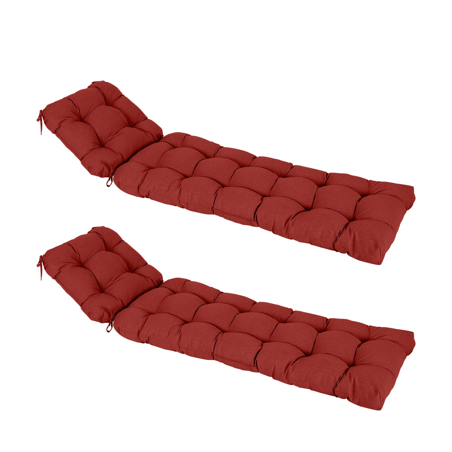 76"x22"x5.1" Polyester Tufted Chaise Lounge Cushion for Outdoor Wicker Chaise Lounge Use, 2 Packs - Red Aoodor 
