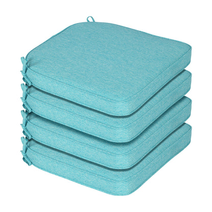 Outdoor Dining Chair Cushions Set, Patio Chair Pads with Ties, Aruba Blue