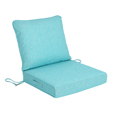Waterproof Outdoor Deep Seat Cushion Set with Adjustable Straps & Removable Cover - Aruba Blue Aoodor 