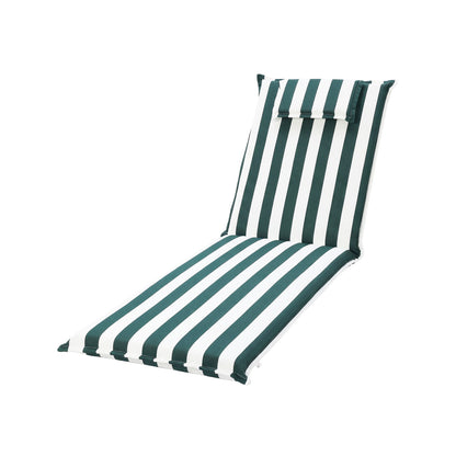 79x25x3 inch Outdoor Lounge Chair Cushion with Headrest, Green Stripe