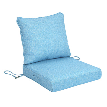 Waterproof Outdoor Deep Seat Cushion Set with Adjustable Straps & Removable Cover - Lake Blue Aoodor 