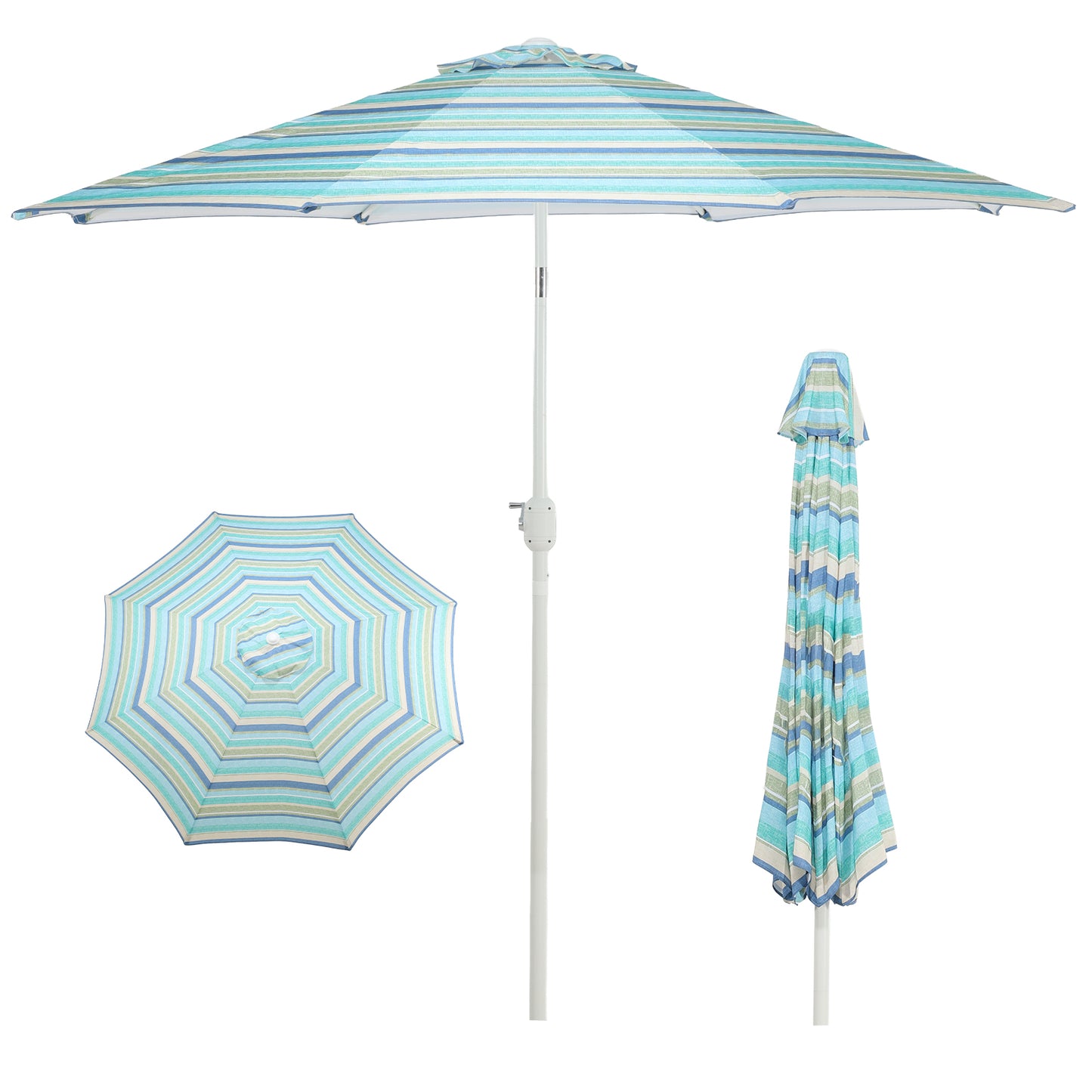 9 ft. Outdoor Patio Market Umbrella Aluminum Frame with Push Button Tilt Crank and 8 Steel Ribs Aoodor 