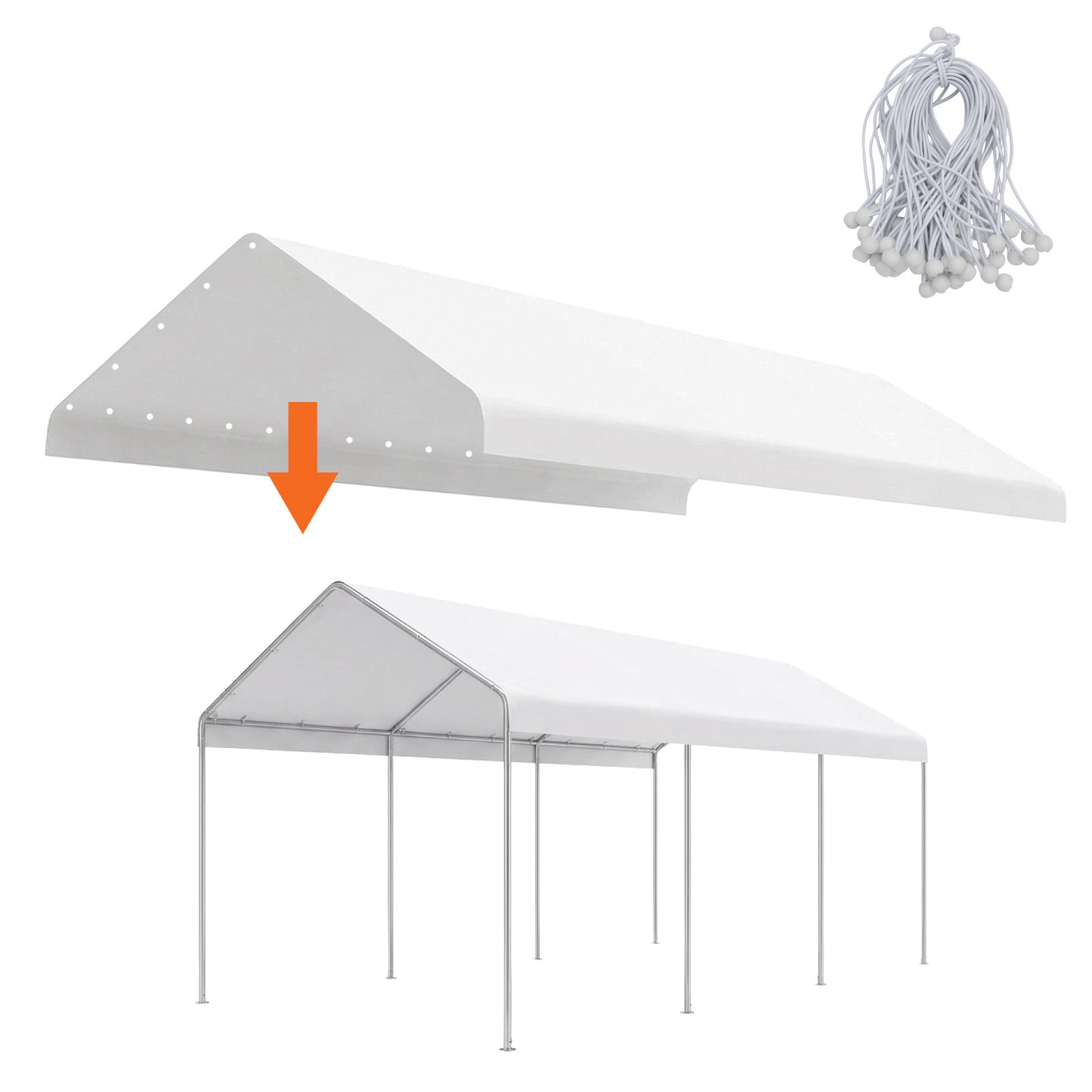 10x20 ft. Carport Replacement Canopy Cover
