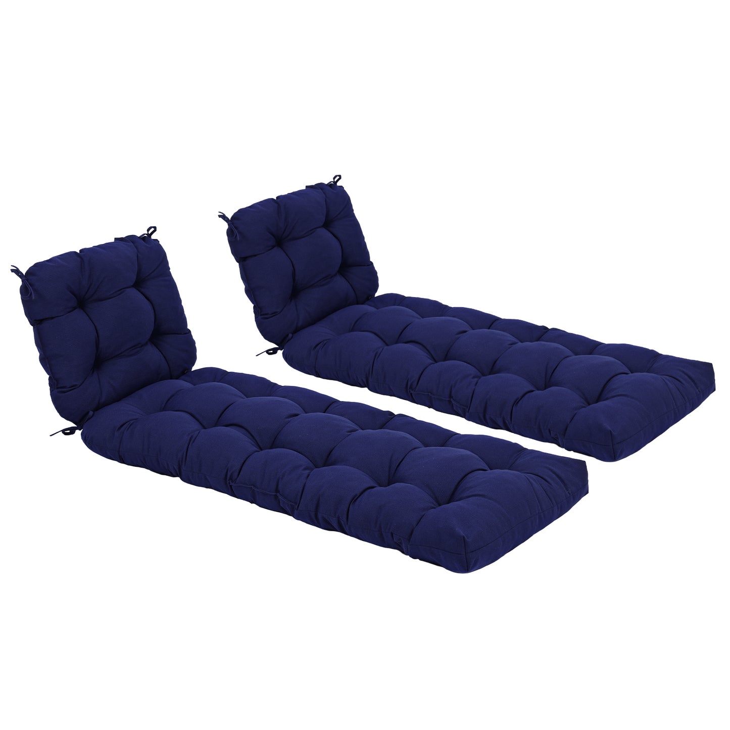 76"x22"x5.1" Polyester Tufted Chaise Lounge Cushion for Outdoor Wicker Chaise Lounge Use, 2 Packs - Dark Blue Aoodor 