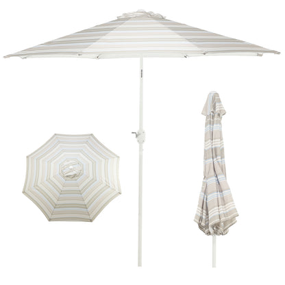 9 ft. Outdoor Patio Market Umbrella Aluminum Frame with Push Button Tilt Crank and 8 Steel Ribs