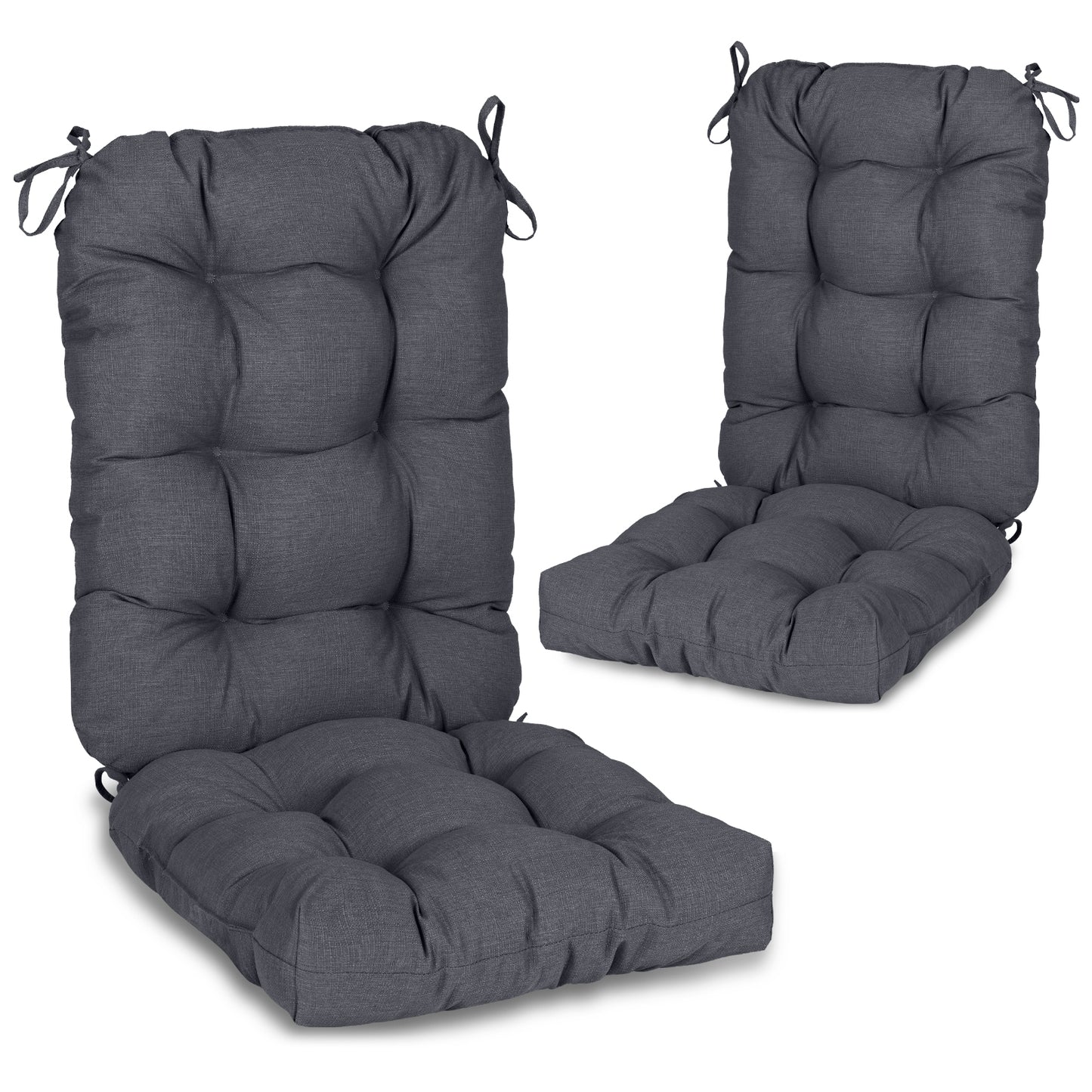 Tufted Outdoor High Back Chair Cushions Patio Replacement Cushion, Dark Gray