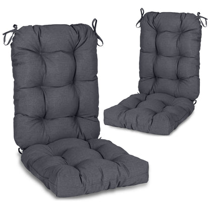 Tufted Outdoor High Back Chair Cushions Patio Replacement Cushion, Dark Gray
