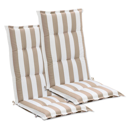47x21x2.4 inch High Back Tufted Patio Chair Cushions, Beige Stripe