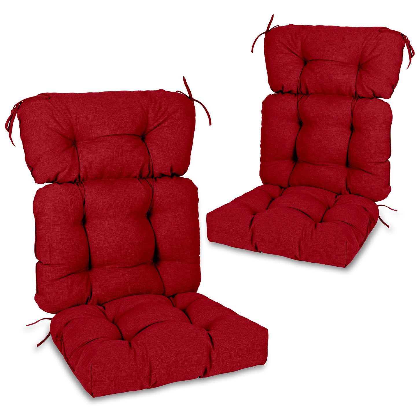 Tufted Outdoor High Back Chair Cushions Patio Replacement Cushion, Red