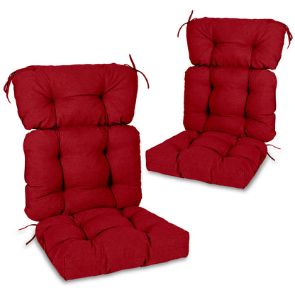 Tufted Outdoor High Back Chair Cushions Patio Replacement Cushion, Red
