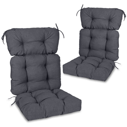Tufted Outdoor High Back Chair Cushions Patio Replacement Cushion, Dark Gray