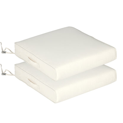 Outdoor Chair Cushions Set of 2 with Handle and Ties, Water Resistant Patio Seat Pads, Ivory