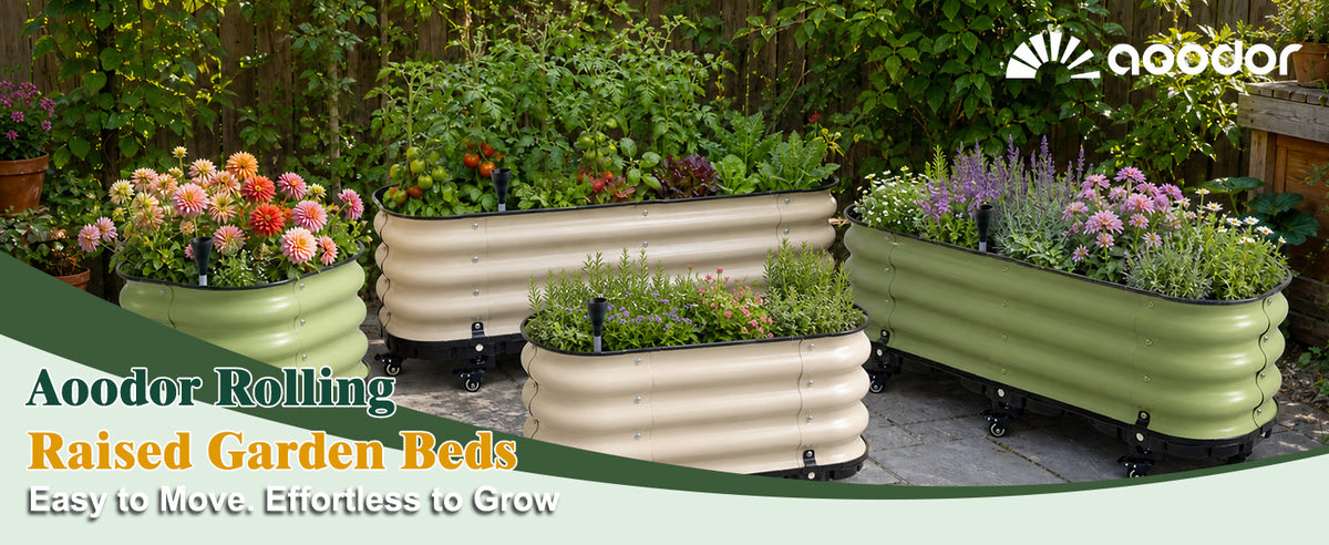 Rolling Raised Garden Bed, Self Watering Planter Box