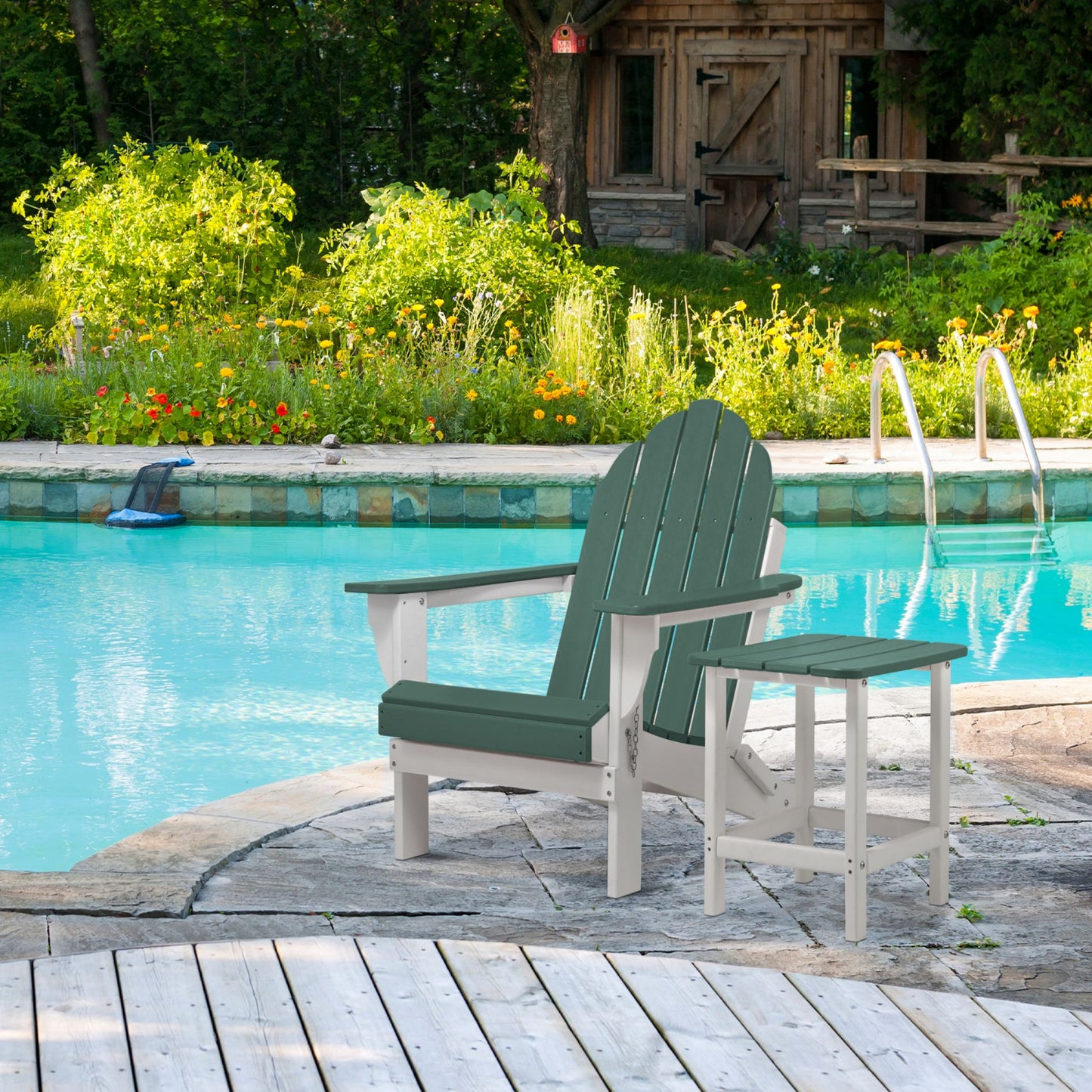 18x14.6x19 inch Outdoor Side Table, Square Adirondack Patio End Table for Patio, Pool, Porch