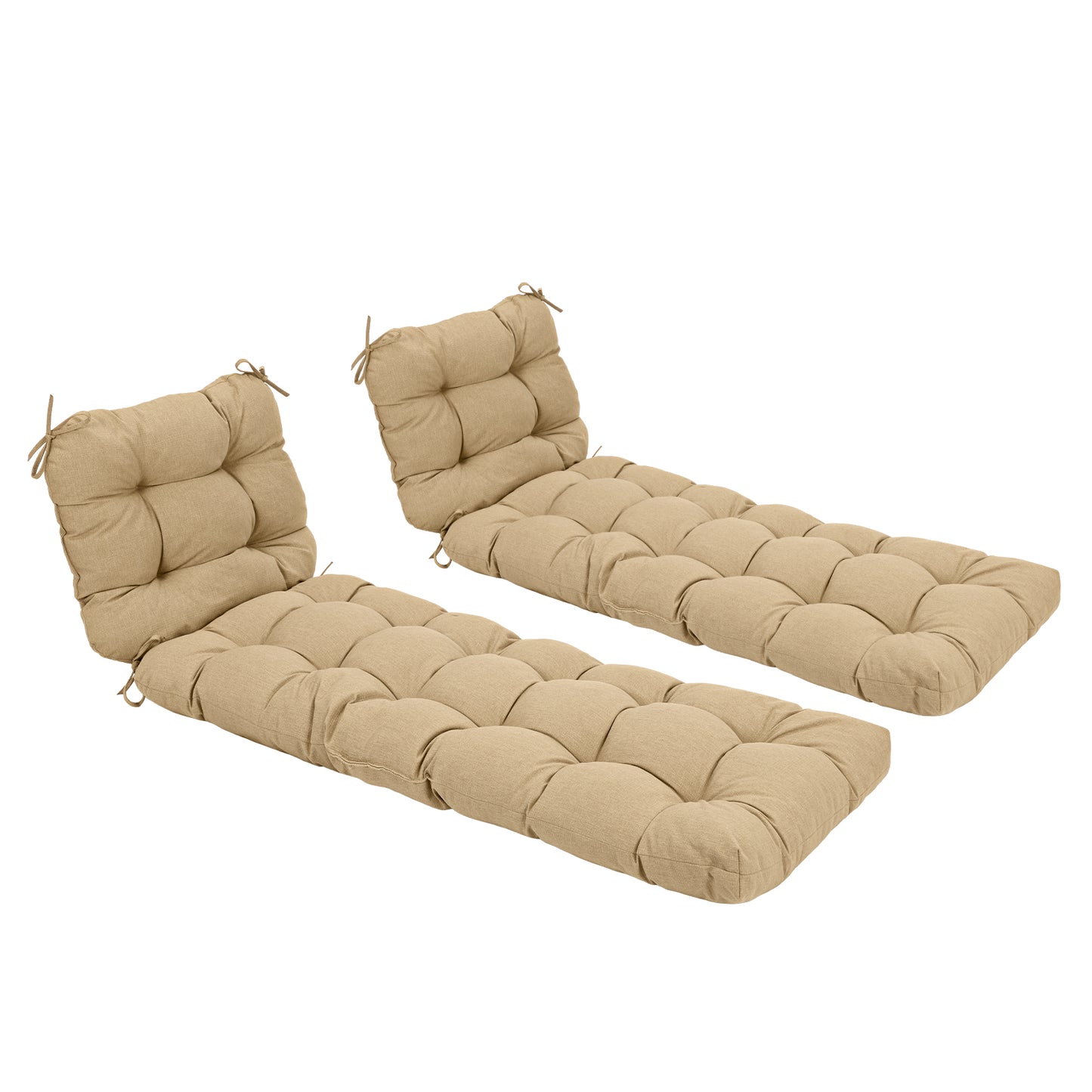 76"x22"x5.1" Polyester Tufted Chaise Lounge Cushion for Outdoor Wicker Chaise Lounge Use, 2 Packs - Brown Aoodor 