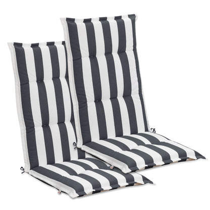 47x21x2.4 inch High Back Tufted Patio Chair Cushions, Grey Stripe