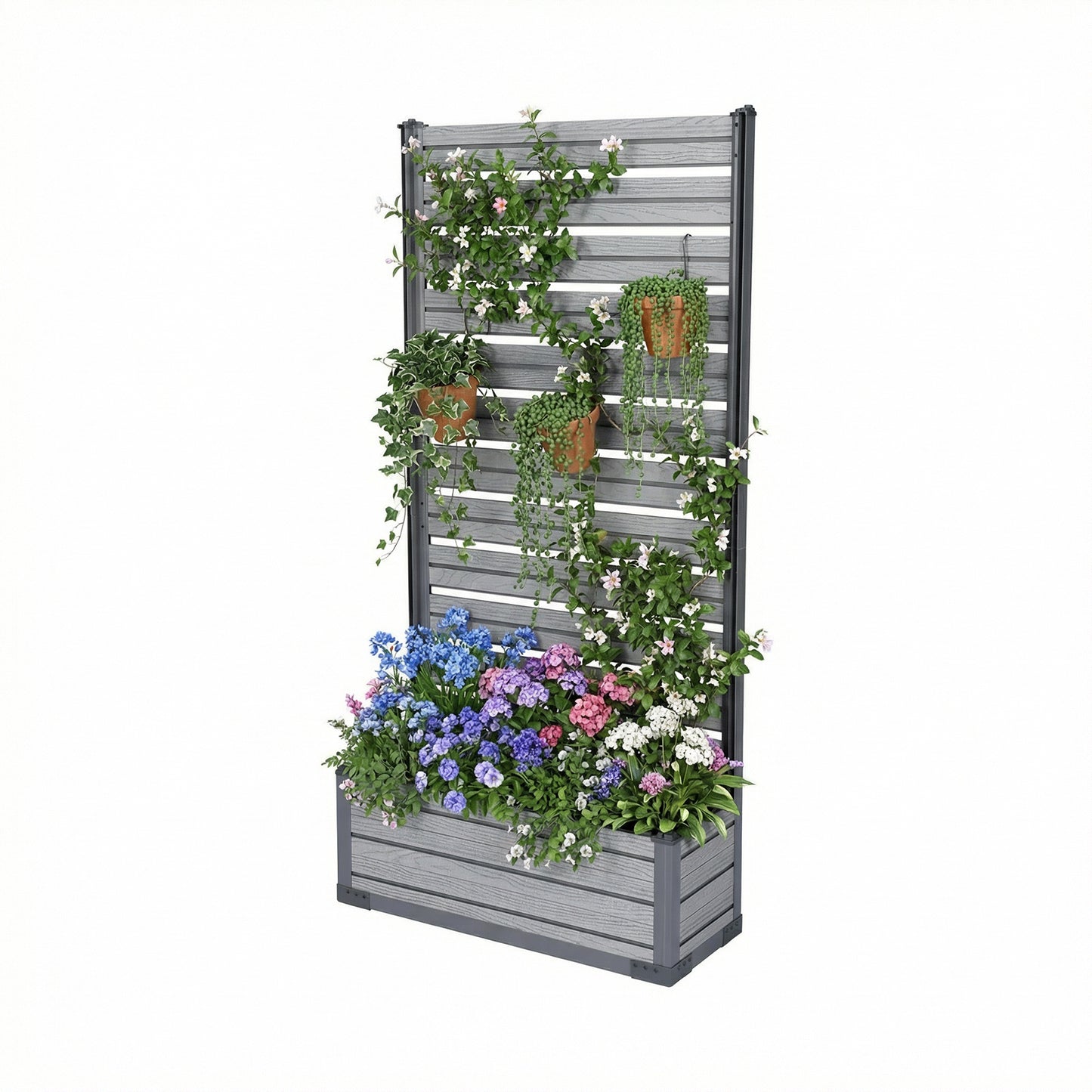 Patio Privacy Screen with Planter Box for Climbing Plants