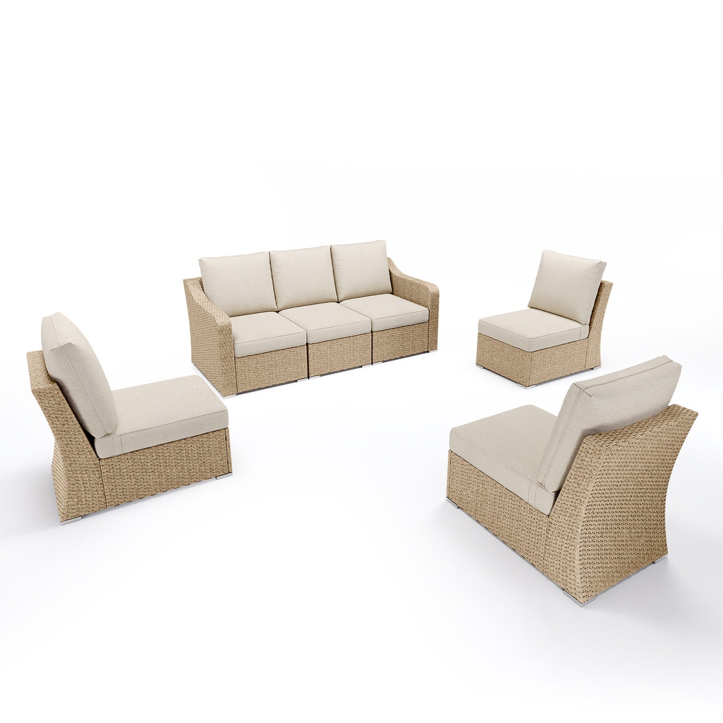 6 Piece Patio Furniture Set with Beige Cushions – Everyday Outdoor Luxury