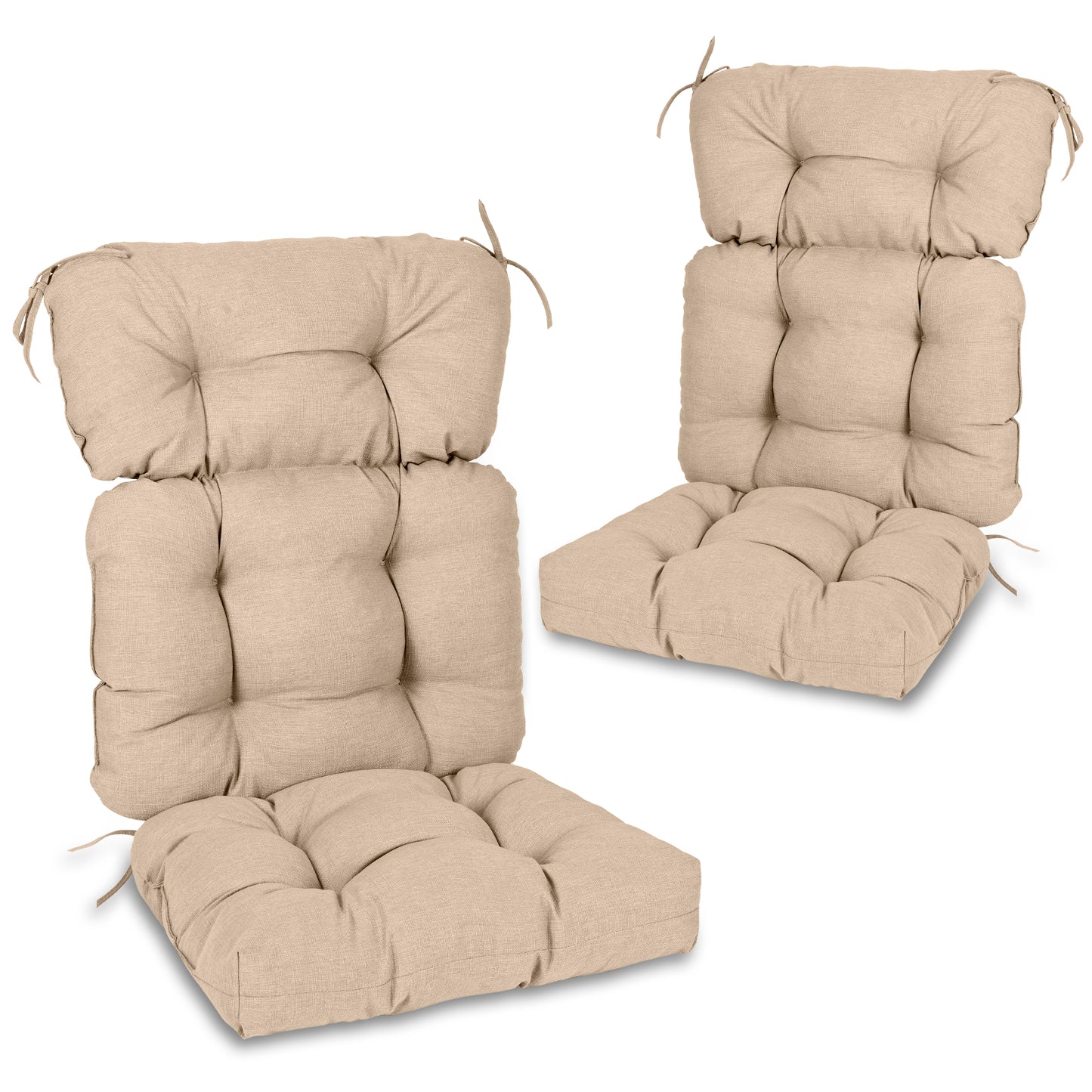 Tufted Outdoor High Back Cushions Patio Replacement Chair Cushion, Khaki