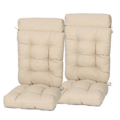 Tufted Outdoor High Back Rocking Chair Cushion Set of 2, Khaki