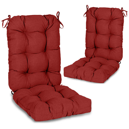 Tufted Outdoor High Back Chair Cushions Patio Replacement Cushion, Red