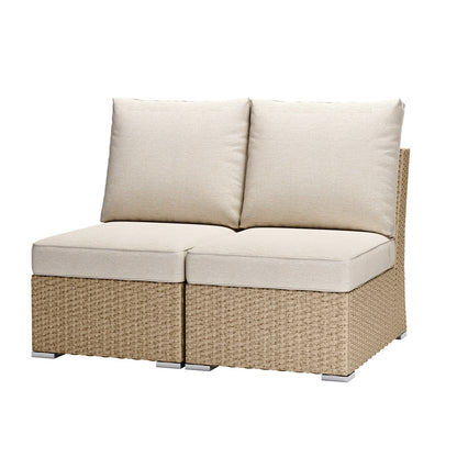 Patio Armless Sofa Set of 2 with Beige Cushions – Chic Outdoor Entertaining