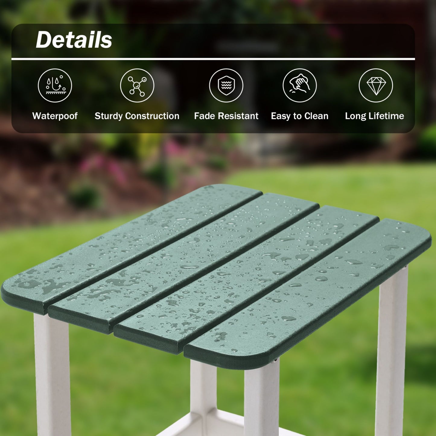 18x14.6x19 inch Outdoor Side Table, Square Adirondack Patio End Table for Patio, Pool, Porch