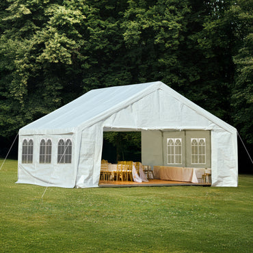 20x20/26x20 ft. Marquee Party Tent with Church Window Sidewalls - White