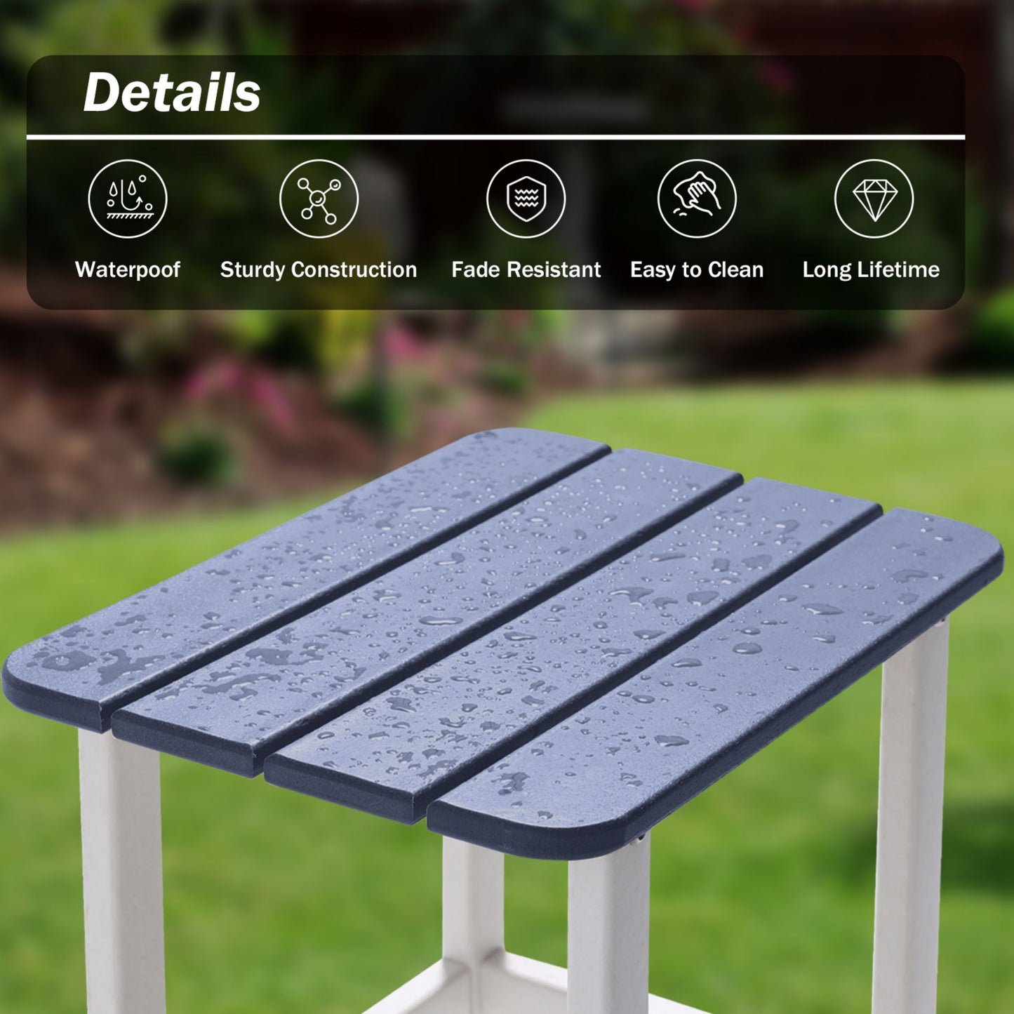 18x14.6x19 inch Outdoor Side Table, Square Adirondack Patio End Table for Patio, Pool, Porch