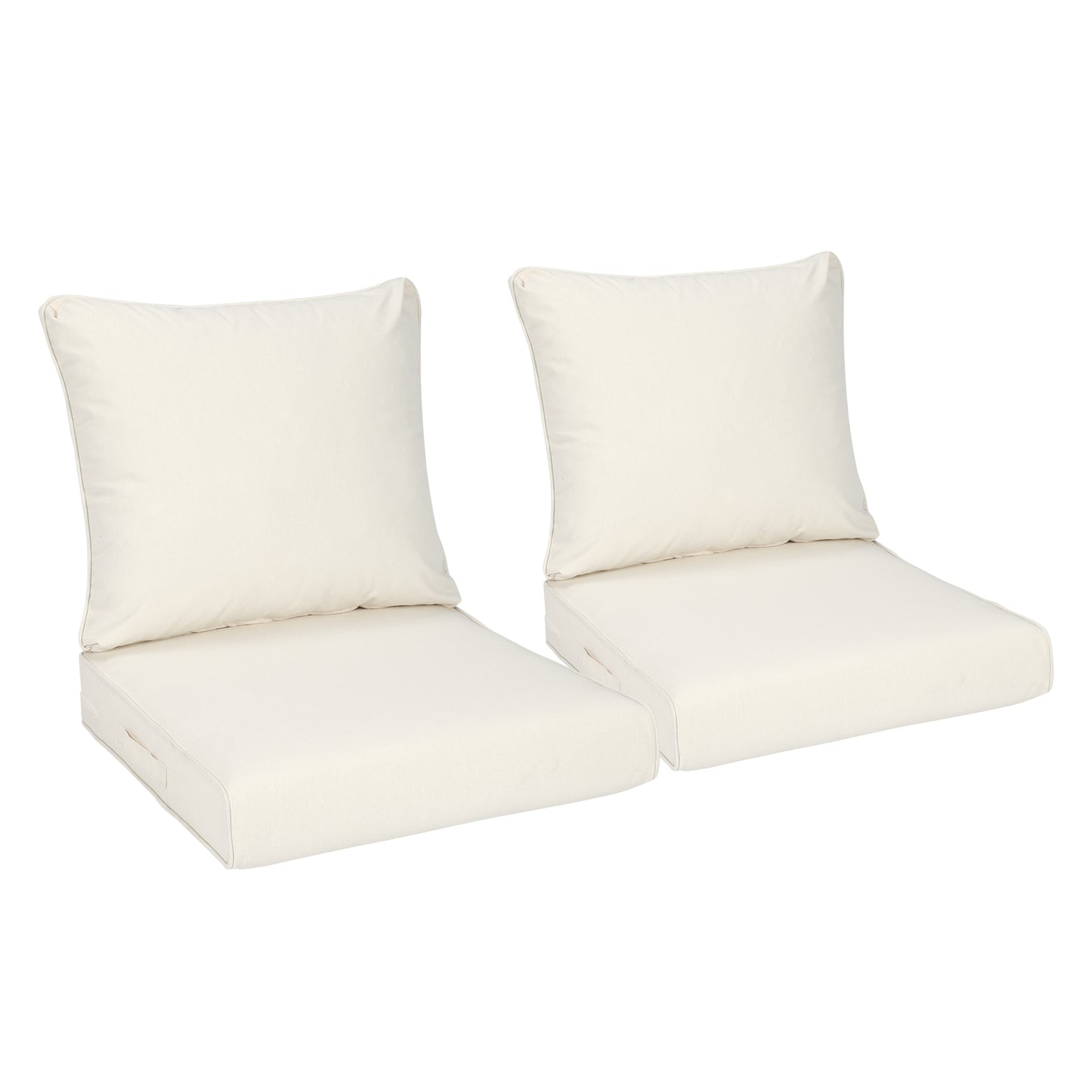 Outdoor Deep Seat Cushion Set, Waterproof Patio Chair Cushions, Ivory White