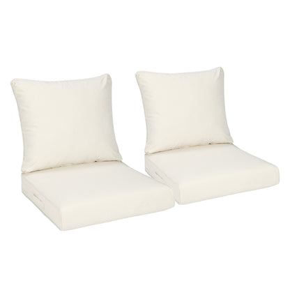 Outdoor Deep Seat Cushion Set, Waterproof Patio Chair Cushions, Ivory White