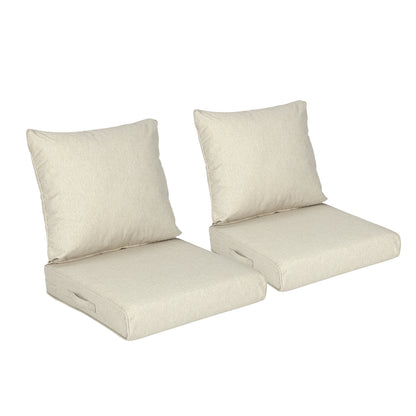Outdoor Deep Seat Cushion Set, Waterproof Patio Chair Cushions, Beige