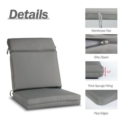 Outdoor Polyester High Back Dining Chair Cushion Set - Gray