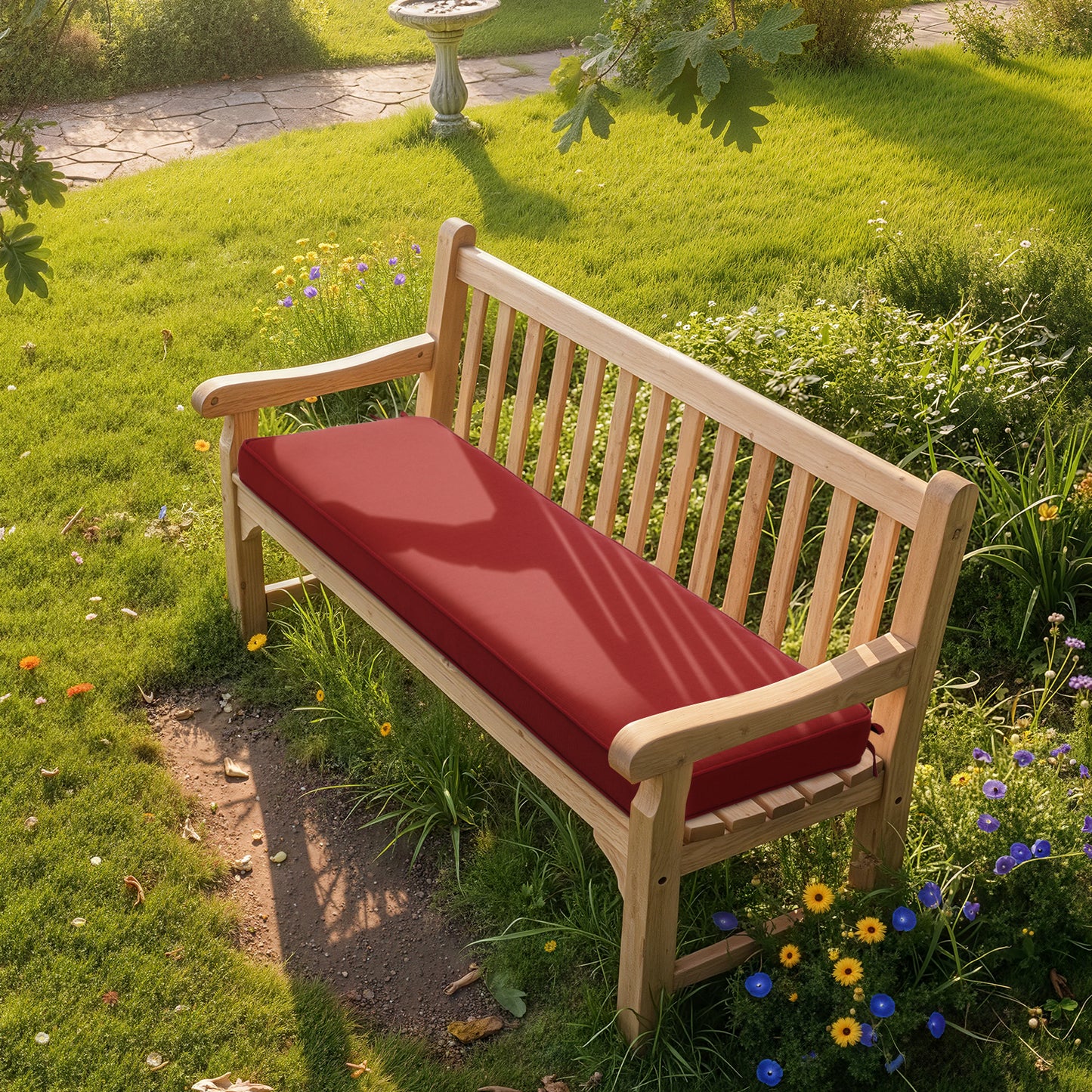 46x18x3 inch Patio Bench Cushion - Wine Red