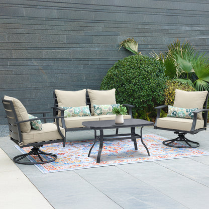Patio Deep Chair Cushion, 2 Back 2 Seater 2 Pillow, Brown