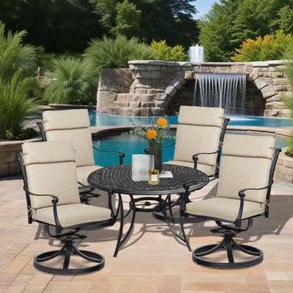 Outdoor High Back Dining Chair Cushion Set, Polyester Fabric, TPU Water Repellent Coating, Brown