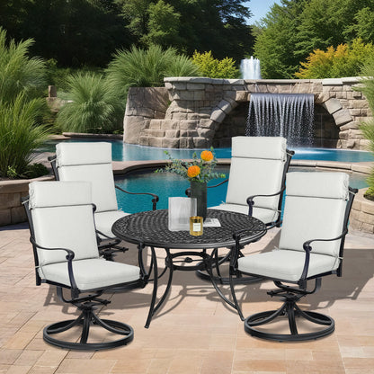 Outdoor High Back Dining Chair Cushion Set, Polyester Fabric, TPU Water Repellent Coating, Light Gray