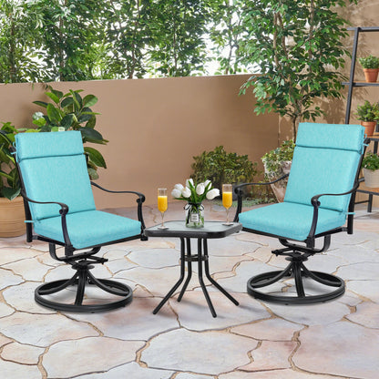 Outdoor High Back Dining Chair Cushion Set, Polyester Fabric, TPU Water Repellent Coating, Teal