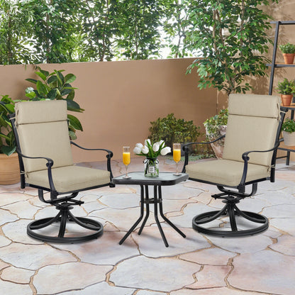 Outdoor High Back Dining Chair Cushion Set, Polyester Fabric, TPU Water Repellent Coating, Light Taupe