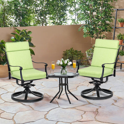 Outdoor High Back Dining Chair Cushion Set, Polyester Fabric, TPU Water Repellent Coating, Green