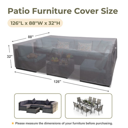 Outdoor Patio Furniture Set Cover, Gray, Rectangular