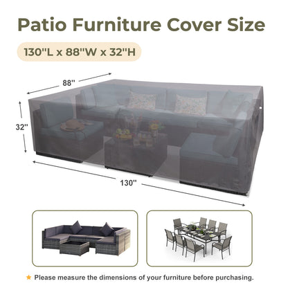 Outdoor Patio Furniture Set Cover, Gray, Rectangular