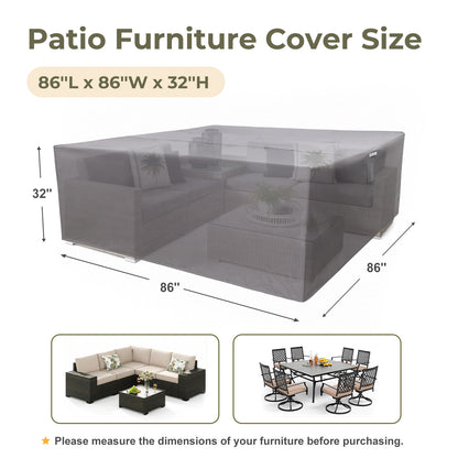 Outdoor Patio Furniture Set Cover, Gray, Square
