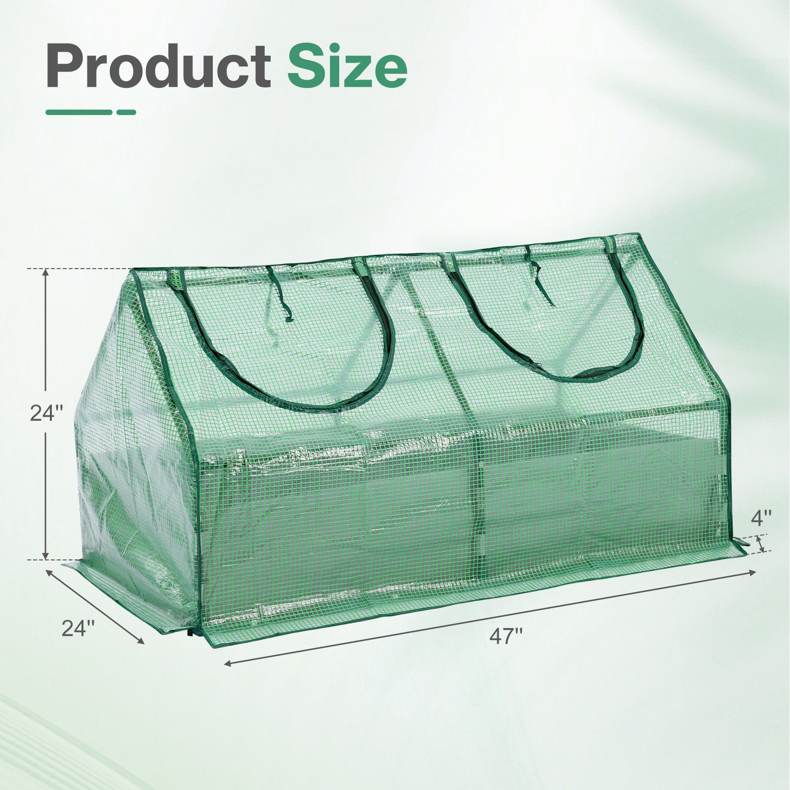 Aoodor 4 Ft. W X 2 Ft. D X 2 Ft. H Portable Mini Greenhouse Kit With 2 Roll Up Zipper Doors Green A013 Pgngn