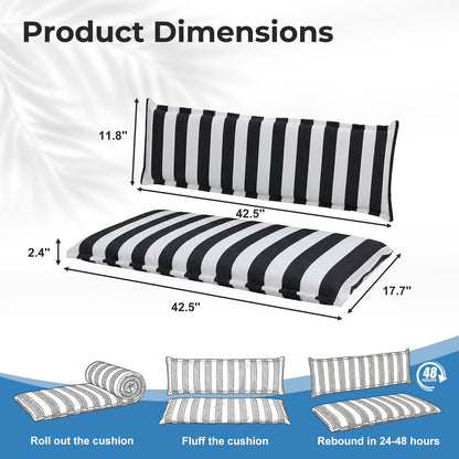 Outdoor 2-3 Seater Bench Cushion Set for Patio Swing and Bench, Black Stripe