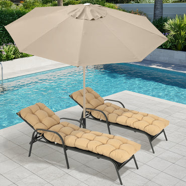 76"x22"x5.1" Polyester Tufted Chaise Lounge Cushion for Outdoor Wicker Chaise Lounge Use, 2 Packs - Brown Aoodor 